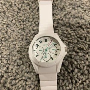 White Fossil Watch